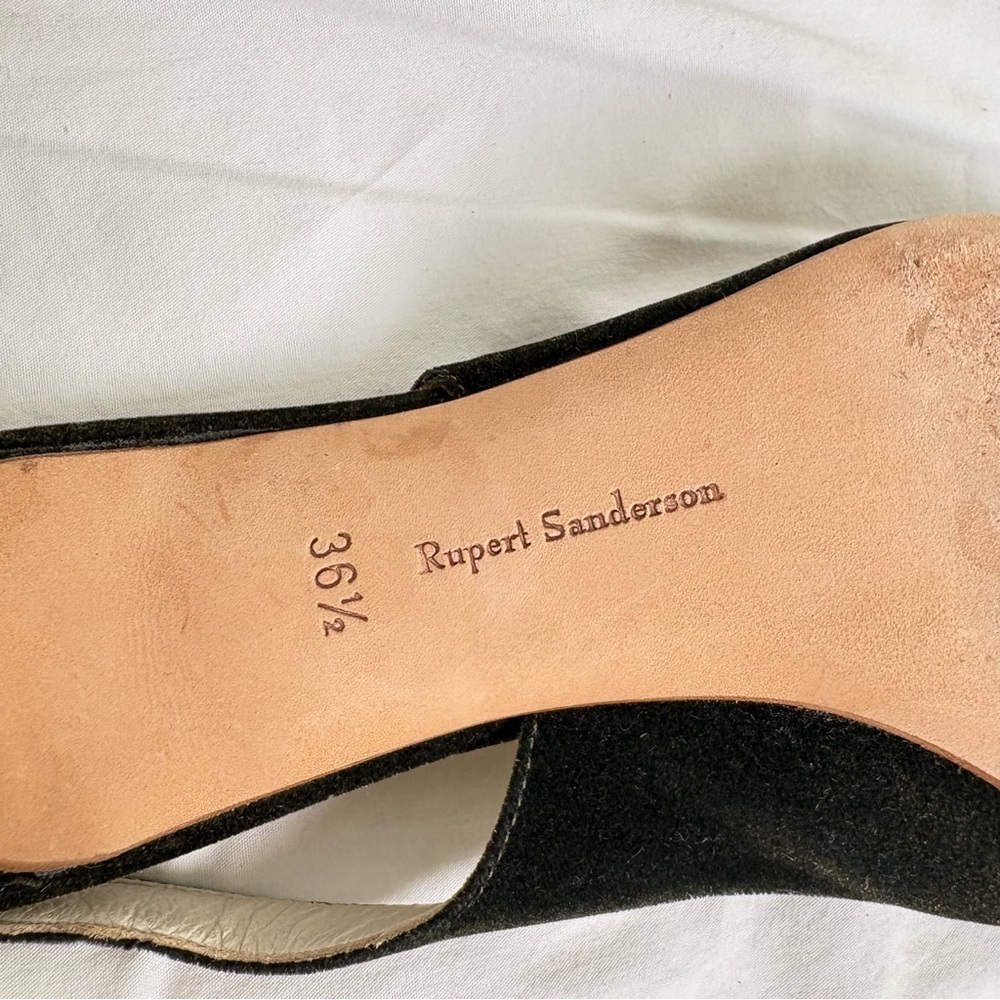 RUPERT SANDERSON Green Gold Velvet Pointed Toe Kitten Heel Slingback ITALY 5.5 - Picture 12 of 17